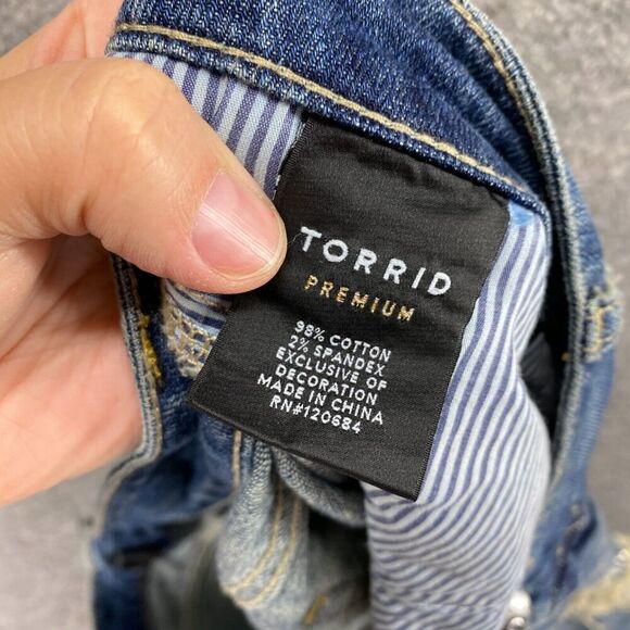 Torrid Jeans Women 20 Plus Blue Denim Dark Wash High Rise Distressed Skinny - Picture 11 of 12